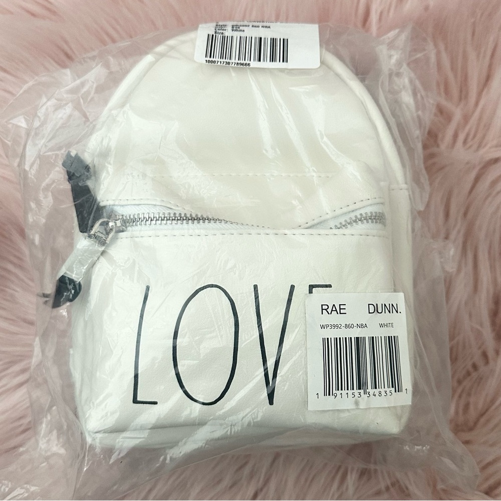 White Rae Dunn LOVE Convertible Mini Backpack - Picture 2 of 9